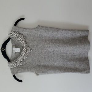 Garfield & Marks 100% Cashmere Sleeveless Pearl Collar Sweater Size XS